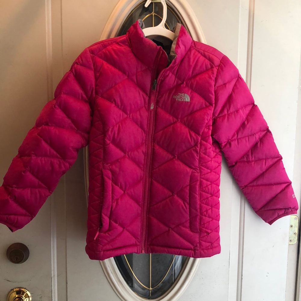 girls pink north face jacket